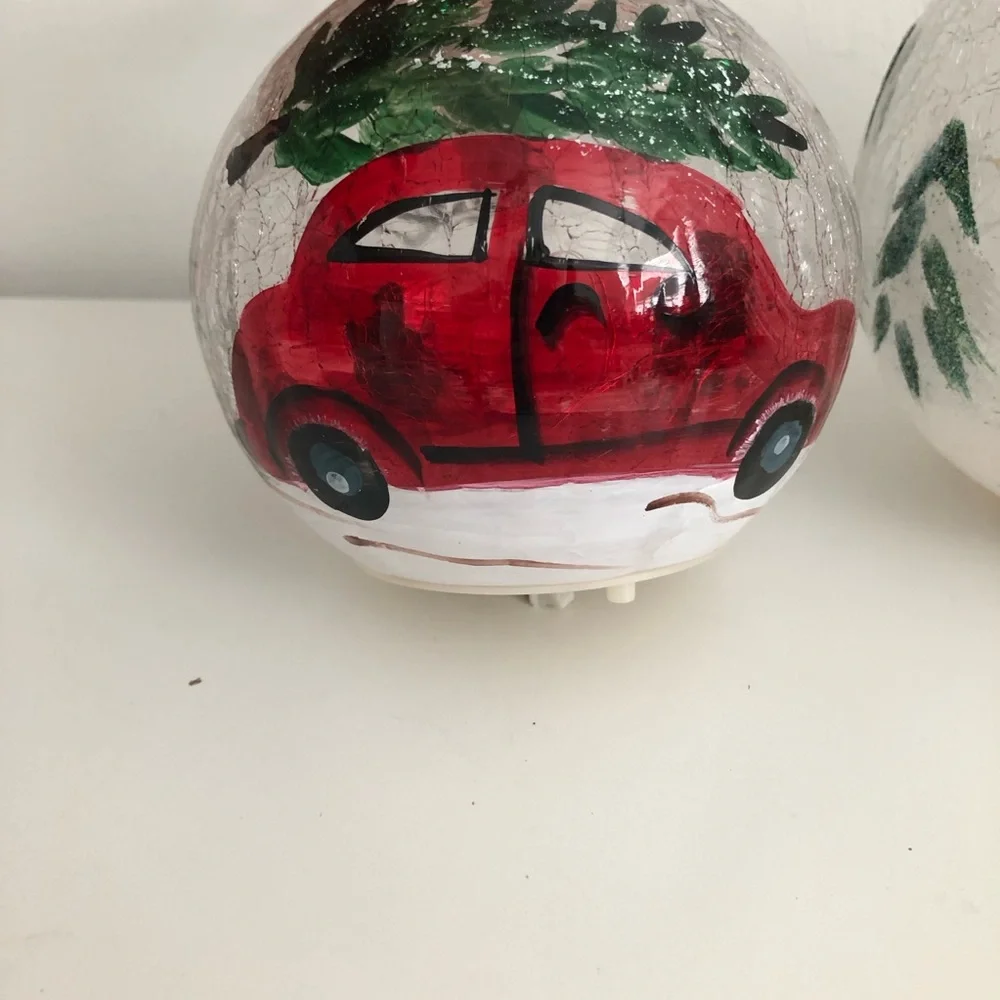 Lighted Hand Painted Festive Christmas Globes